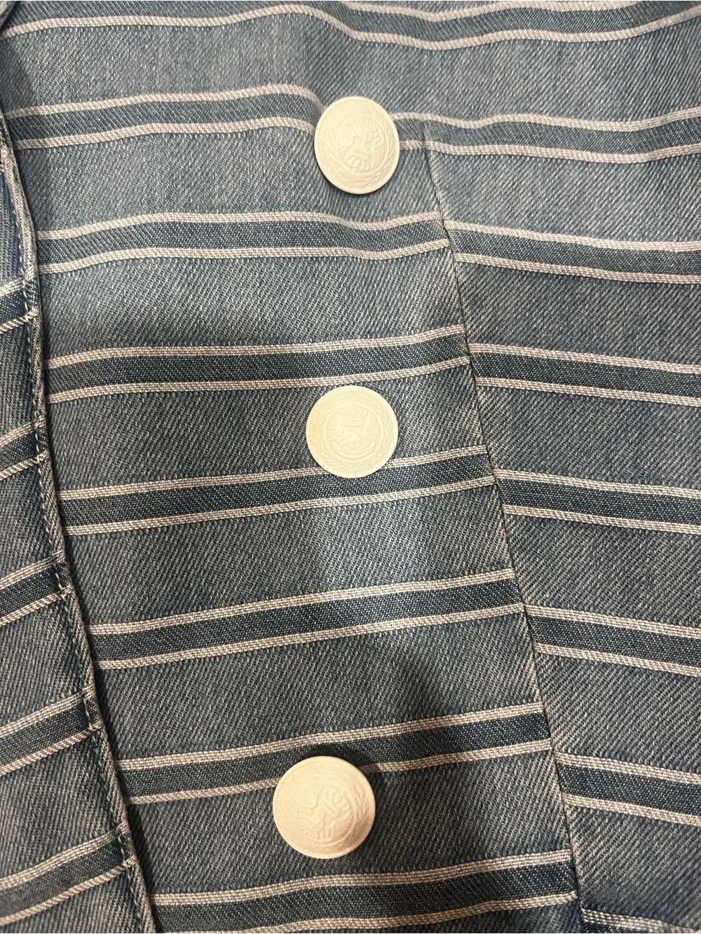 New L'AGENCE Blue Striped Cropped Double-Breasted Jacket Blazer